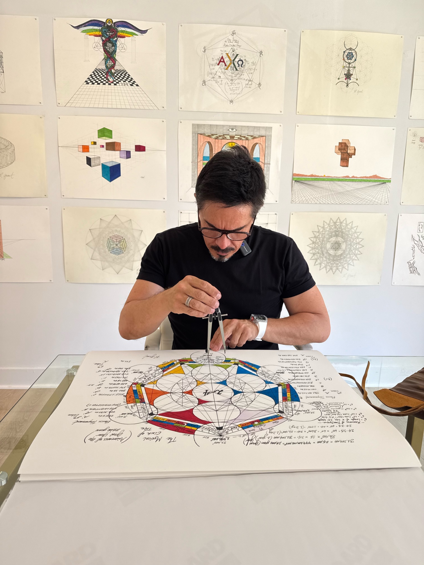 Robert Edward Grant drafting sacred geometry with compass