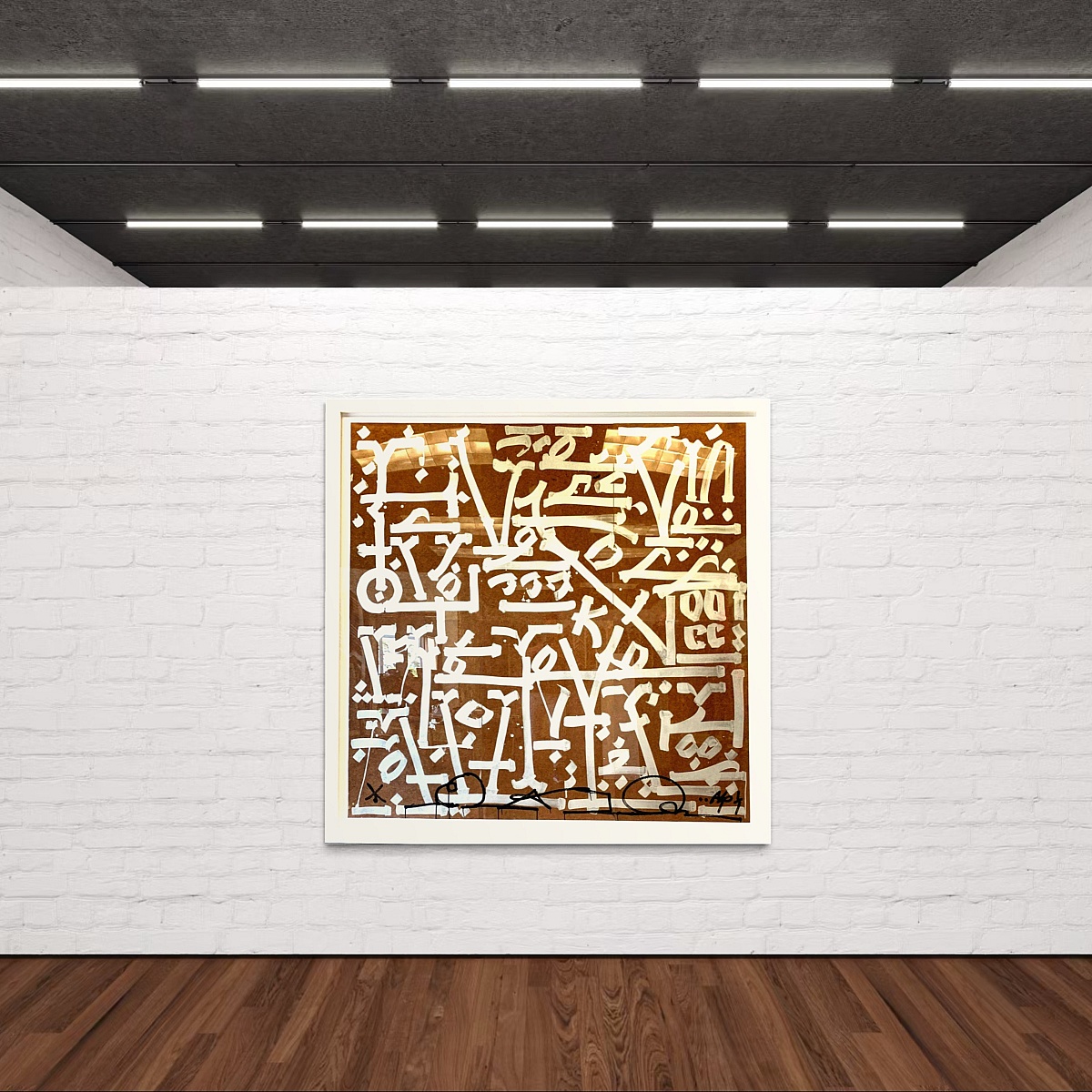RETNA, Health and Wealth, 2021, acrylic on hard paper, framed installation view
