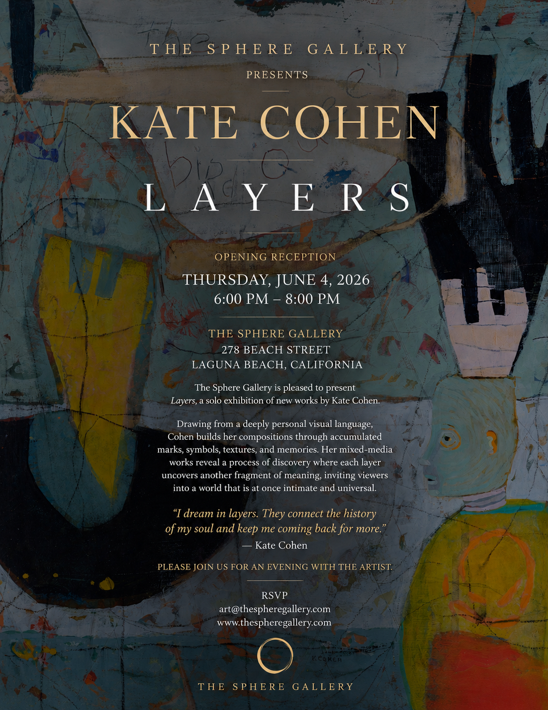 Layers — Kate Cohen, The Sphere Gallery, Laguna Beach, June 2026